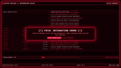 Fatal Integration Error System Failure Screen Animation. Stock Footage 345718449