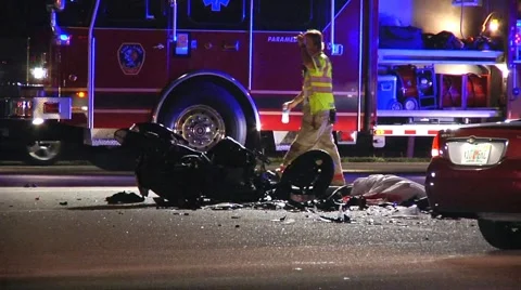 Fatal Motorcycle Crash ELFR#2 Stock Footage 937300