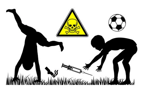 Fatal risks at playgrounds Stock Illustration