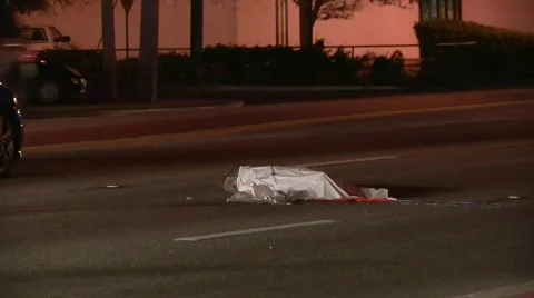 Fatal vehicle vs pedestrian Stock Footage 759329