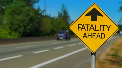 Fatality Ahead Sign, Caution Symbol Road Fatality Safety Warning Notice, Danger Stock Footage 162512672