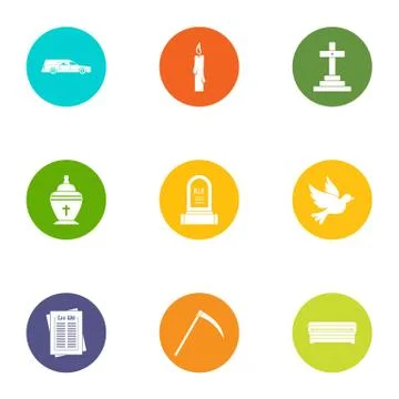 Fatality icons set, flat style Stock Illustration