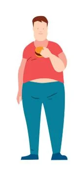Fatboy with burger vector illustration Stock Illustration