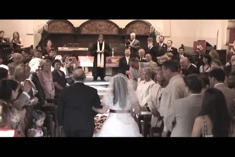 FATHER AND BRIDE WALK DOWN AISLE Stock Footage 1052811