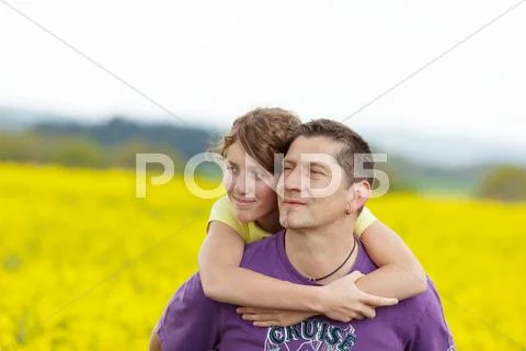 Father and daughter embracing Stock Photos