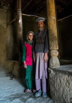 Father and her daughter in their traditional house, Badakhshan province, Zeba Stock Photos