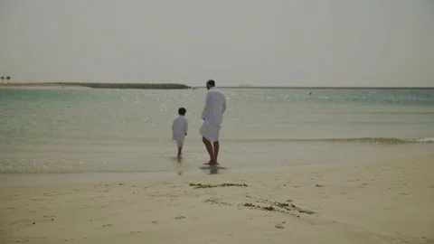 Father and son at the beach. Stock Footage 108256863