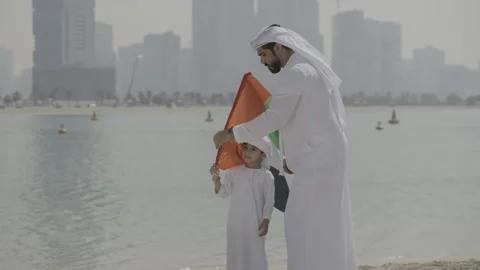 Father and son at the beach. Stock Footage 302536050