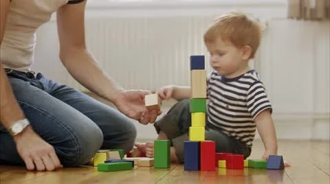 Father and son building a tower Stock Footage 11284045