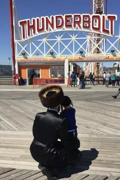 Father and son at Coney Island Stock Photos