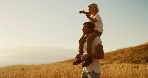 Father and son enjoy the sunset Stock Footage 101397622