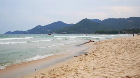 Father and Son Having Fun on Tropical White Sand Beach. Exotic Thailand. Koh Video stock 39498661