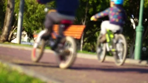 Father and son having fun weekend biking Stock Footage 80023334