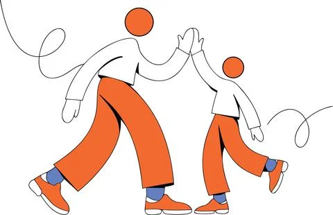 Father and son high-five vector illustration, symbolizing support and success Stock Illustration