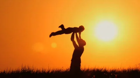 The father and the son, a meeting. Together. Embraces. Stock Footage
