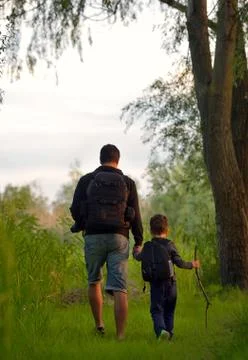 Father and son on path Free Stock Photos
