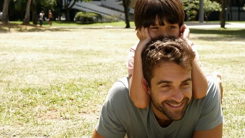 Father and son playing Stock Footage 89355239