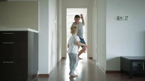 Father and son playing at home Stock Footage 79950002