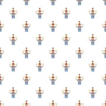 Father and son playing together seamless pattern Stockillustratie