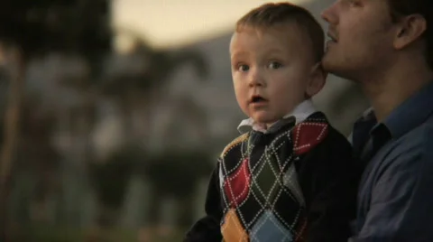 Father and son at sunset Stock Footage 306076