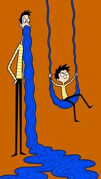 Father and Son on a Swing Stock Illustration