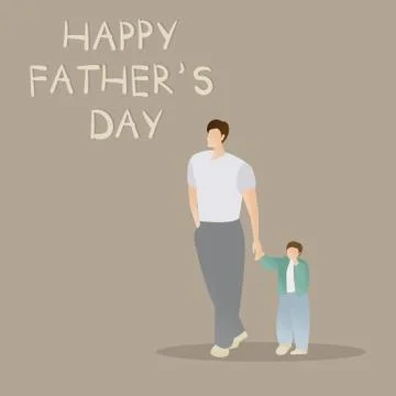 Father and son walking vector illustration. Happy father's day concept.	 Stock Illustration