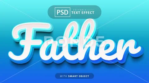 Father cartoon style text effect PSD Template