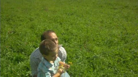 Father, child and the kite 3 Stock Footage