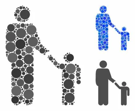 Father child Composition Icon of Circle Dots 스톡 일러스트
