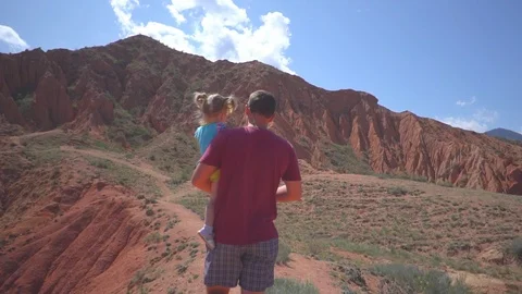Father with child in the mountains Stock Footage 95166823