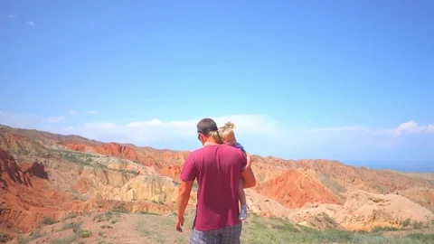 Father with child in the mountains Stock Footage 95230921