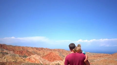 Father with child in the mountains Stock Footage 96334949