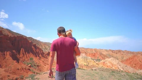 Father with child in the mountains Stock Footage 97691049