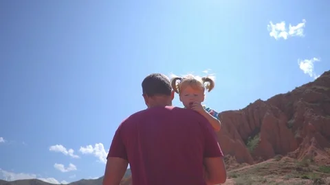Father with child in the mountains Stock Footage 97691233