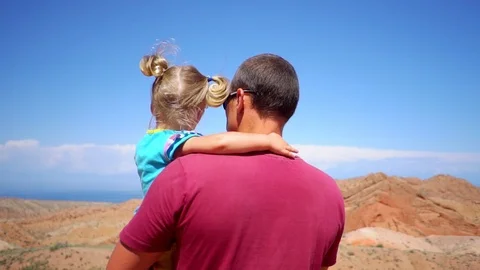 Father with child in the mountains Stock Footage 98931415