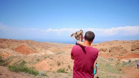 Father with child in the mountains Stock Footage 99024211