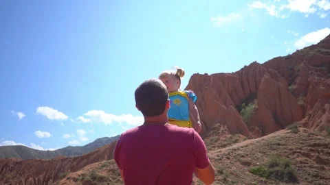 Father with child in the mountains Stock-Footage 100064080