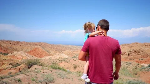 Father with child in the mountains Stock Footage 101010608