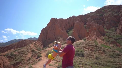 Father with child in the mountains Stock Footage 103255000