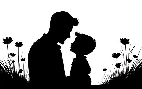 Father with child silhouette Stock Illustration