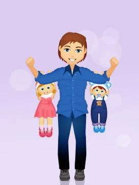 Father with children Stock Illustration