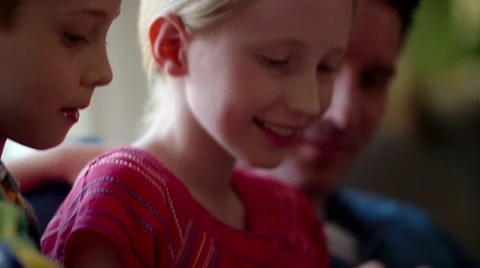 Father with children using digital tablet. Stock Footage 64110281