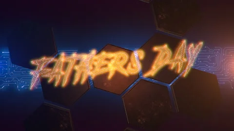 Father Day with computer chip and neon hexagons Stock Footage 168820731