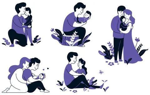 Father Flat Design Set Stock Illustration