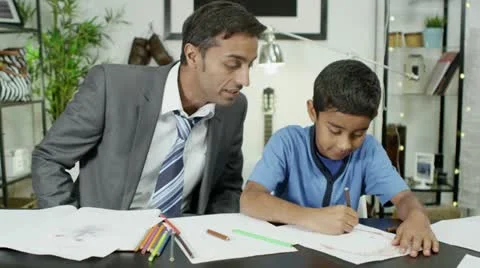Father is helping with homework 스톡 동영상 12654934