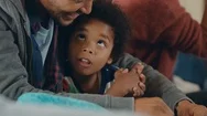 Father Helping Son Tie Shoelaces Loving Dad Teaching Little Boy At Home Stock Footage