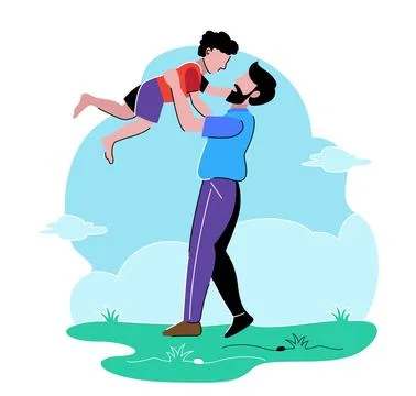 Father lifting young son Stock Illustration