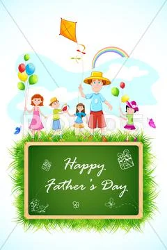 Father Playing with Kids Stock Illustration