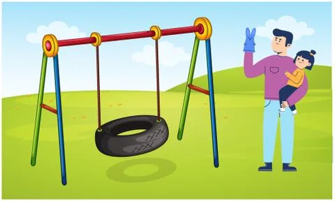Father is playing withe his daughter in the park Stock Illustration