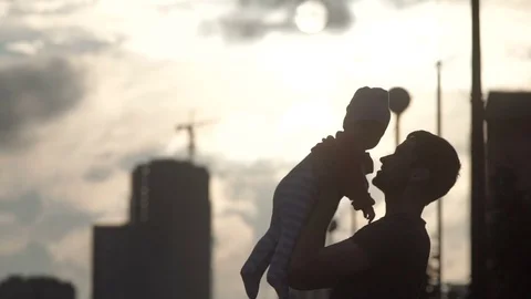 The father plays with the child Stock Footage 81524577